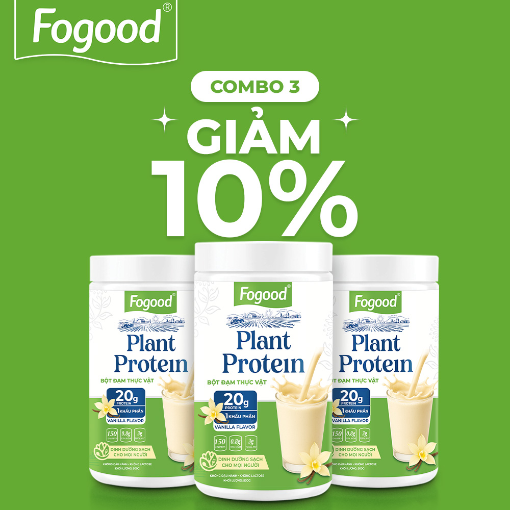 Combo 3 hộp đạm thực vật Fogood khối lượng 500g 1 hộp | Giải pháp bữa ăn lành mạnh với 20g đạm /1 khẩu phần.